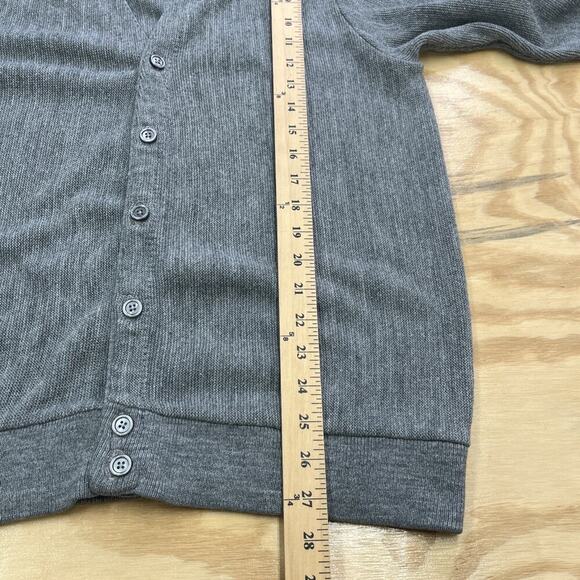 Vintage 80s IZOD Cardigan Sweater Men's Size Large Gray Grandpa Made in USA - Picture 12 of 13